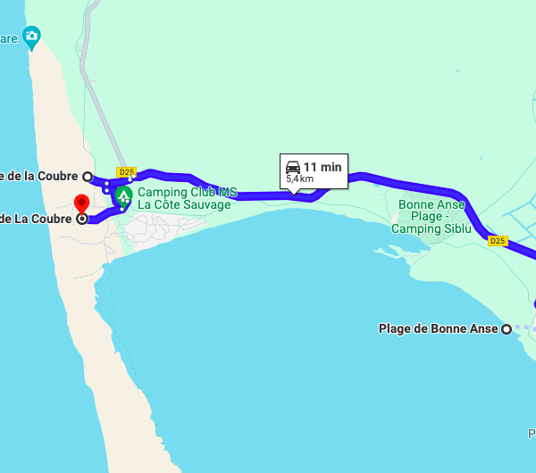 google maps, plage du phare de la coubre