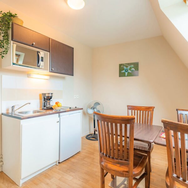 Espace cuisine et repas à l'Appart'City Confort Nantes Centre en Loire Atlantique dans les Pays de Loire