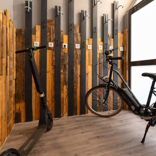 Garage for bicycles and electric scooters at the Hotel Ibis Epernay Center ville in the Marne in the Grand Est region