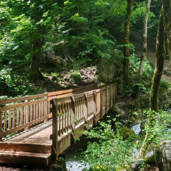 Pont sur une rivière près des Gîtes de Calistane en Isère au pied du Massif de la Chartreuse et des Alpes