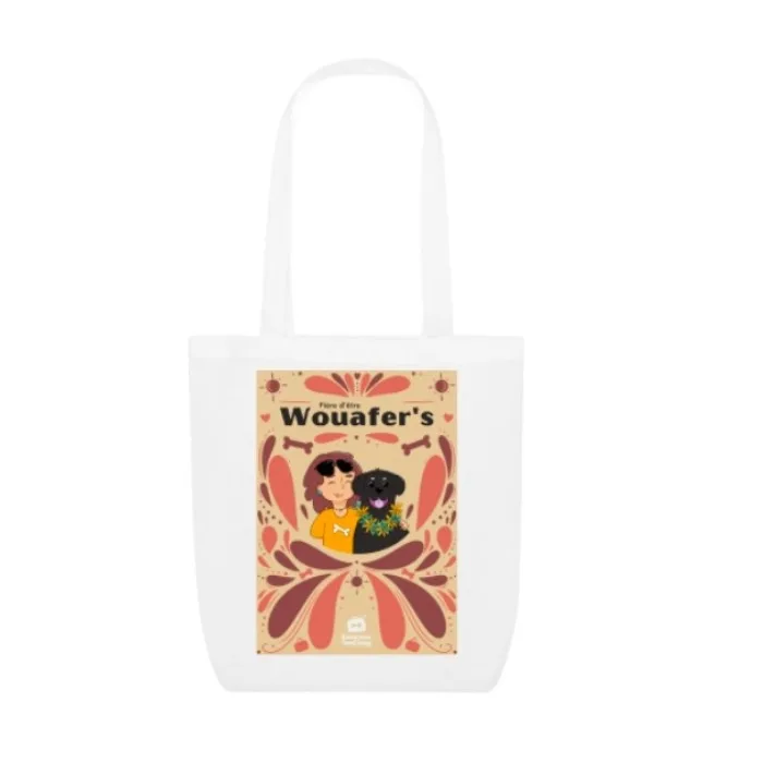 sac en tissus bio, tote bag Fière d'être Wouafer's, boutique spreadshirt, boutique emmenetonchien.com