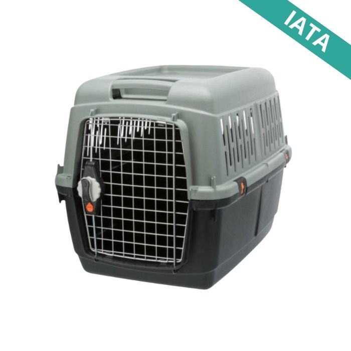 traveling with your dog by plane, dog transport by plane, dog and cat plane transport crate, IATA standards, airplane approved, giona be eco trixie transport crate, shop emmenetonchien.com