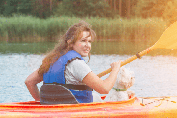 canoë avec son chien