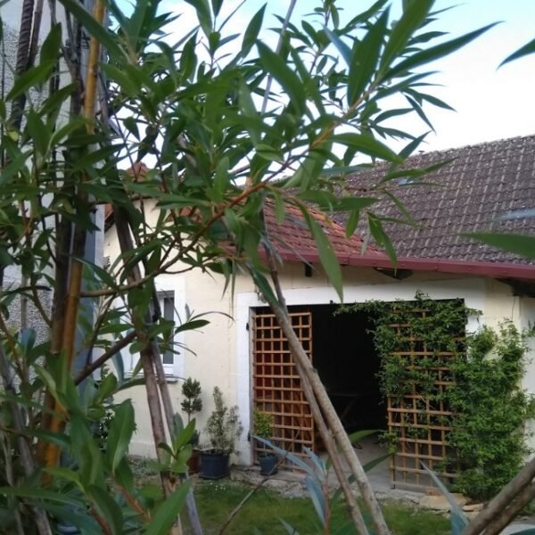 Jardin et terrasse couverte des Gîtes La Maison d'Anna, la Maison d'Auriane, la Maison côté Marais à Bourges en Berry dans le Cher en Centre Val de Loire
