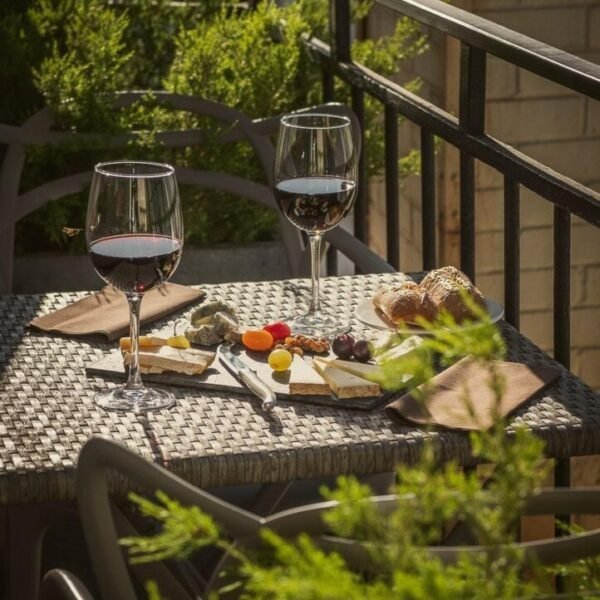 Dégustation de vin et charcuterie en terrasse à l'Hôtel Littéraire Le Swan à Paris en France