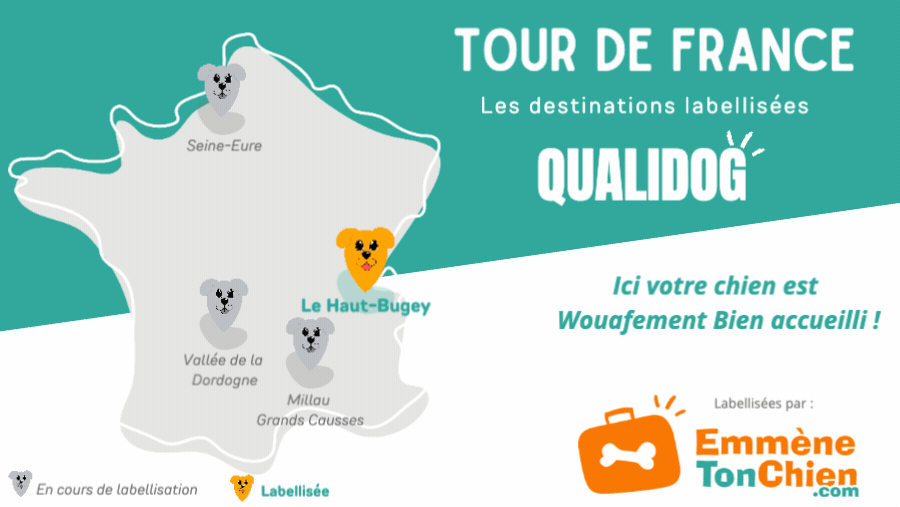 carte de France des destinations labellisées Destination QUALIDOG