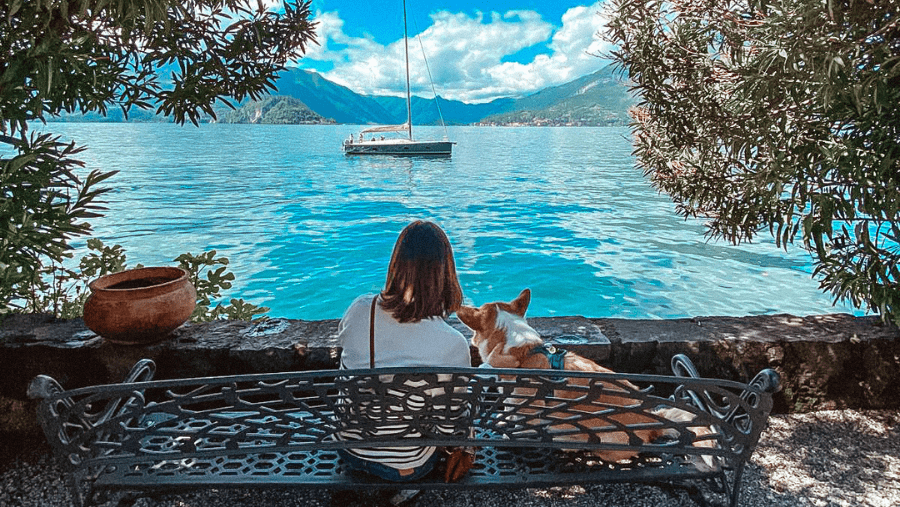 Les grands lacs de Lombardie avec un chien