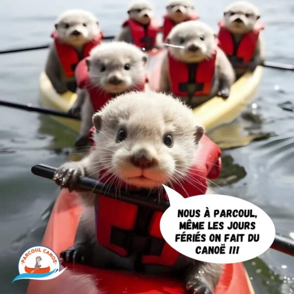 Loutres faisant du canoé les jours fériés avec la base Parcoul Canoe en Dordogne dans le Périgord en Nouvelle Aquitaine ( Ouverts toute l'année)