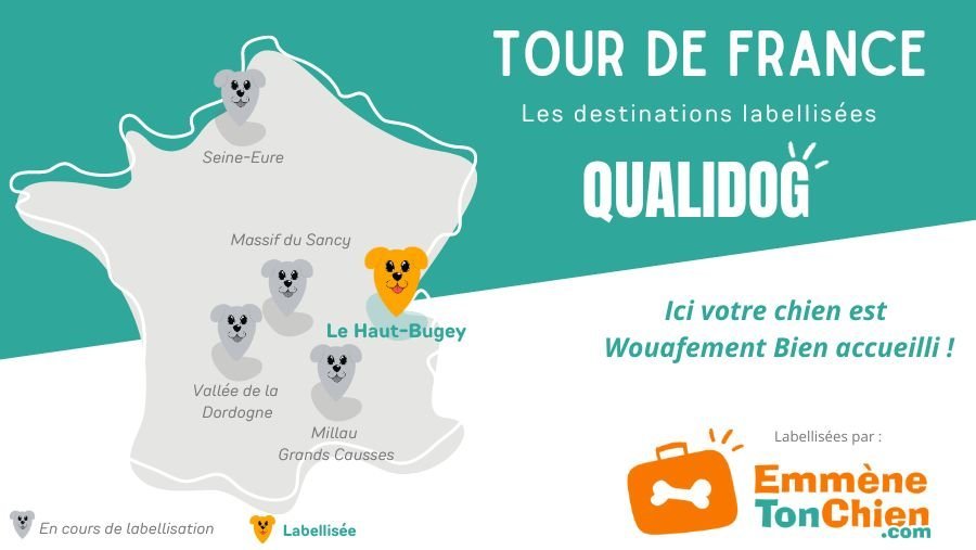 carte de France des destinations labellisées Destination QUALIDOG