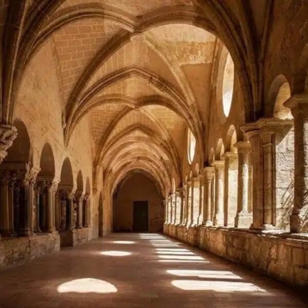 Couloir extérieur et Architecture de l'Abbaye de Valmagne dans Hérault en Occitanie à Villeveyrac