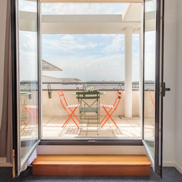 Terrasse d'un appartement de l'Appart'City Confort Lyon Gerland dans le Rhône en Auvergne Rhône Alpes