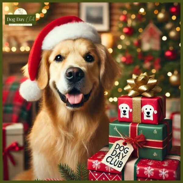 Chien de Noël à la Dog Day Club 33, Centre de loisirs pour chiens, Pension, Garderie et Education canine à coté de Bordeaux en Gironde
