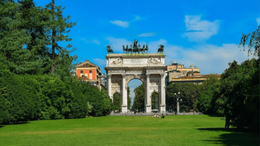 Le parc Sempione à Milan en Italie.