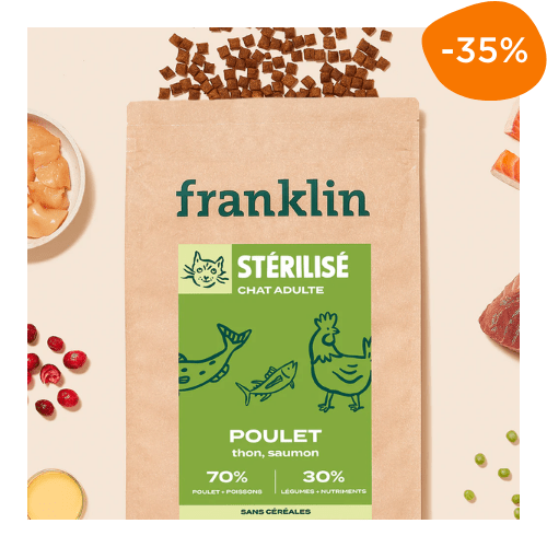 sachet croquettes chat stérilisé Franklin en promotion