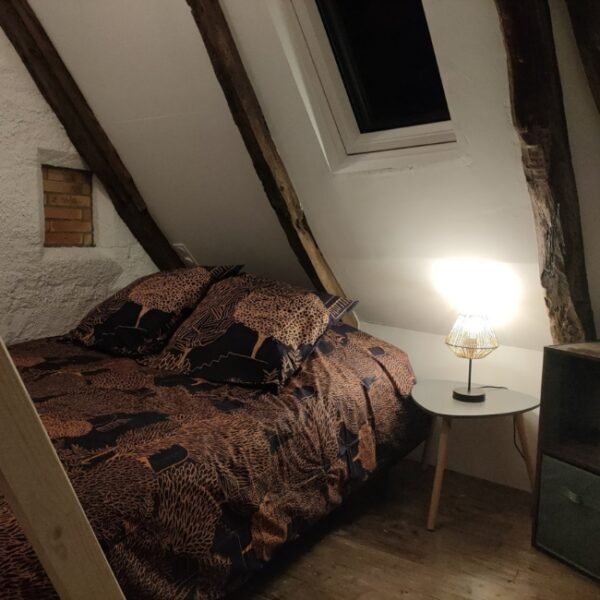 Chambre avec double lit chez La Maisonnette de Raphael à Saint-Mamet-la-Salvetat à Cantal dans l’Auvergne-Rhône-Alpes