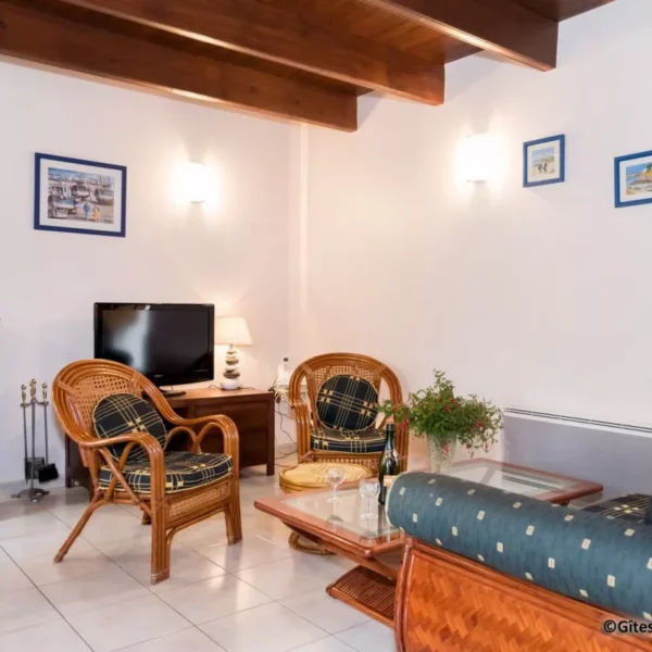 Salon avec TV du Gîte Ty Bras en Bretagne dans le Finistère proche des plages