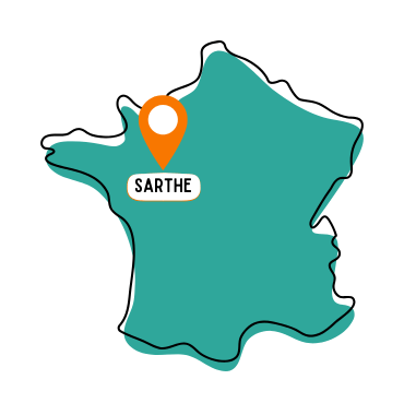 carte france avec localisation département de la Sarthe
