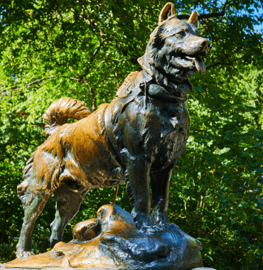 statue de chien dans Central Park à New York aux Etats-Unis