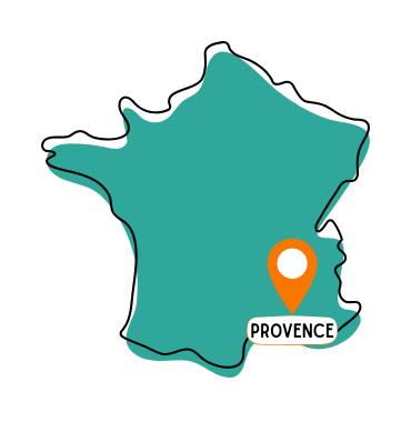 carte avec point sur la Provence pour voyager sur la route des vins avec son chien