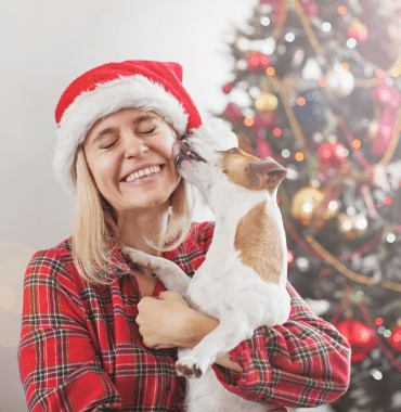 chien et son humaine à Noël en fin d'année
