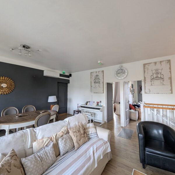 Le séjour, cosy et chaleureux - Vacances avec chiens acceptés - Gîte La Petite Maison des Cavaliers à Saint-Laurent-de-Mure, près de Lyon.