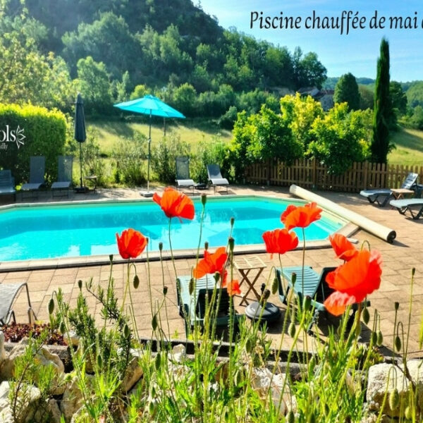 Piscine extérieur des Gîtes Mas Cinq Sols en Nouvelle Aquitaine , à Courbiac au cœur Lot et Garonne