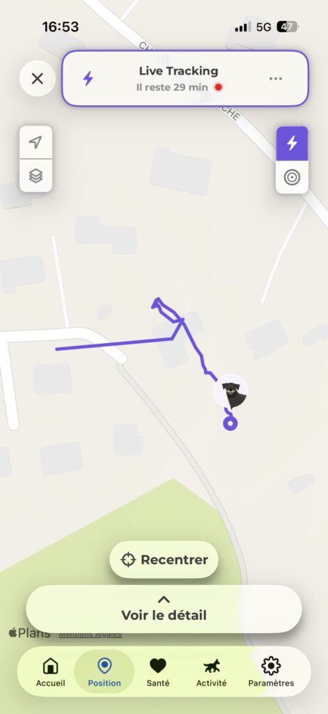 Test du suivi GPS en temps réel avec le Biotracker Invoxia pour animaux