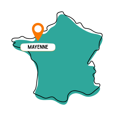 Carte de France avec département de la Mayenne