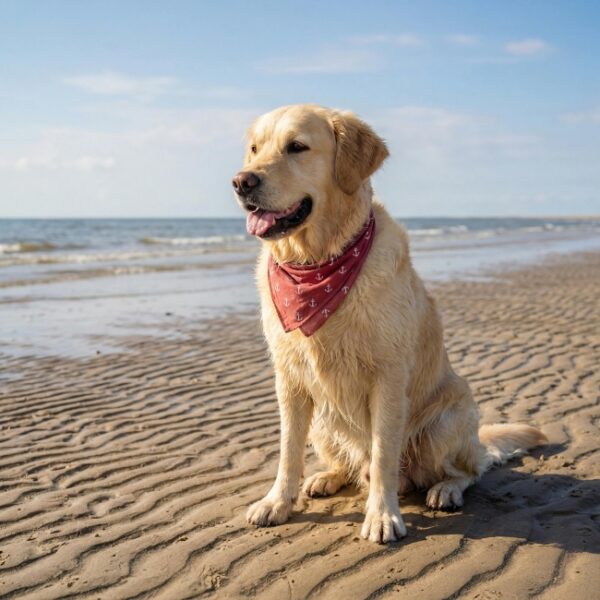 Chien sur plage de l'Hôtel Les Sables Blancs à Concarneau dans le Finistère