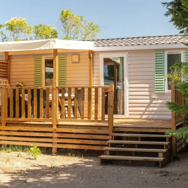 Mobil-home chiens bienvenus au Camping Les Salins de la Gardiole, dans l'Hérault, à Vic-la-Gardiole, entre Sète et Montpellier