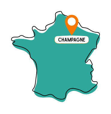 carte localisant le vignoble de Champagne en France à visiter avec un ou plusieurs chiens
