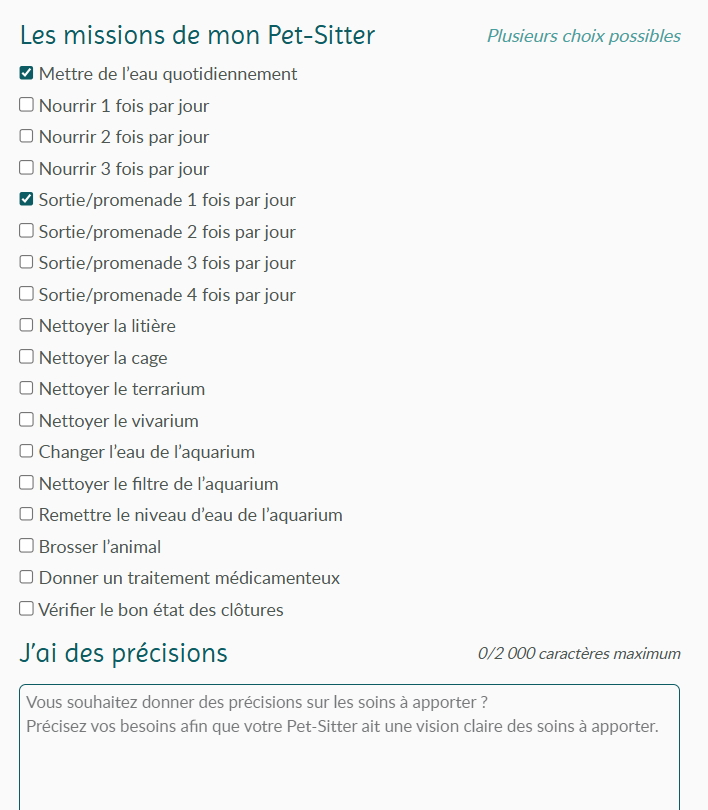 Liste des missions que peut remplir un petsitter sur Blooming Pets pour garder un chien ou un chat