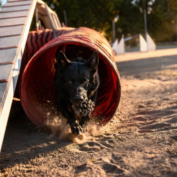 Tunnel du parc agility du camping Domaine de Gaujac dans le Gard en Occitanie