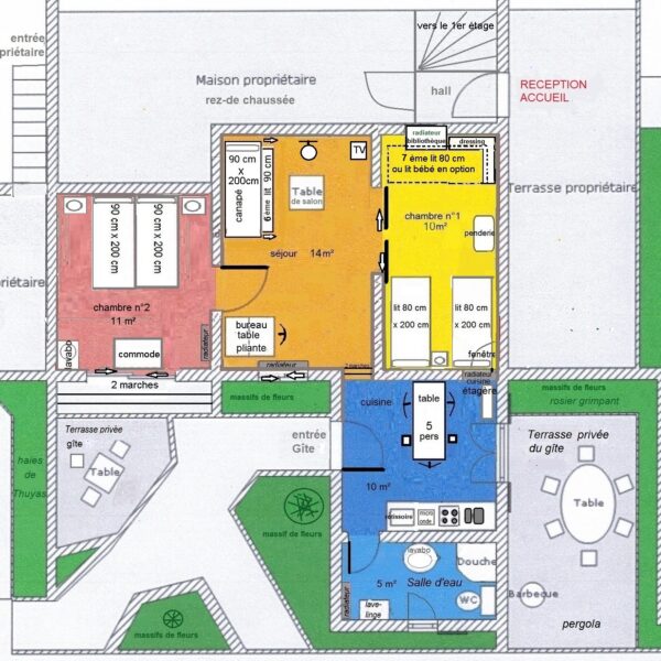 plan du Gîte Les Nymphéas à Crécy-la-Chapelle en Seine-et-Marne