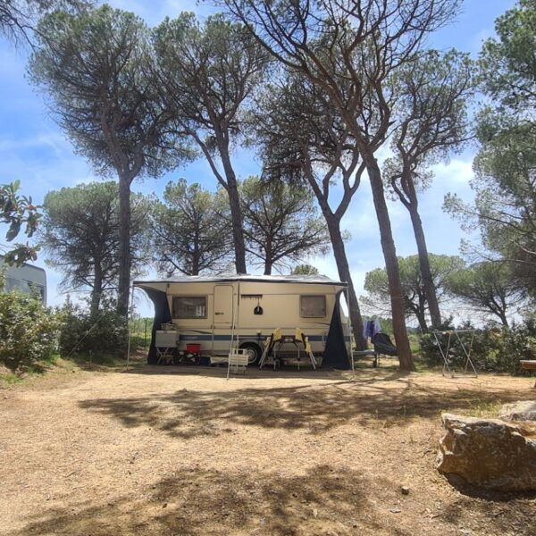 Extérieur du mobil-home du camping Figurotta 3* près de Narbonne dans l'Aude