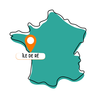 Carte de France avec l'Île de Ré, où les chiens sont acceptés