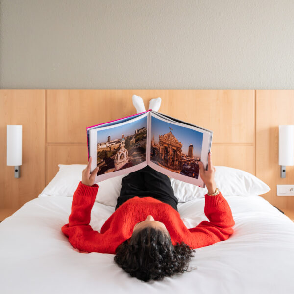 Personne ans une chambre double de l'Hôtel Ibis Nantes Centre Tour Bretagne en Loire Atlantique