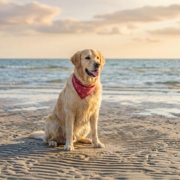 Un chien à la plage près de la Maison Terracotta en Loire-Atlantique