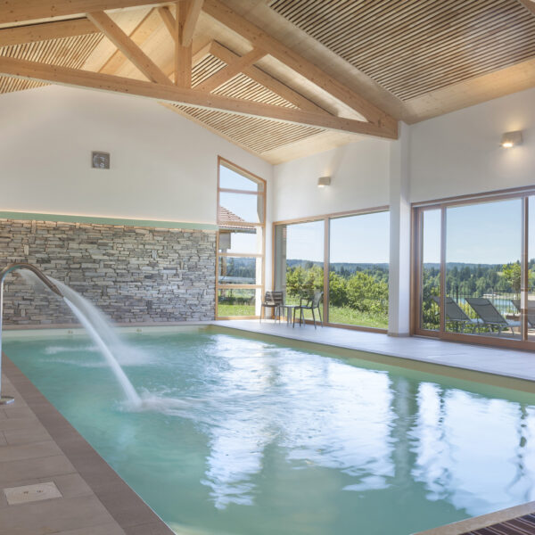 Piscine chauffée du SPA de l'Hôtel SPA Les Rives Sauvages à Malbuisson dans le Haut Doubs en Franche Comté