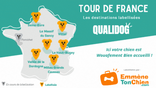 carte des offices de tourisme labellisé QUALIDOG