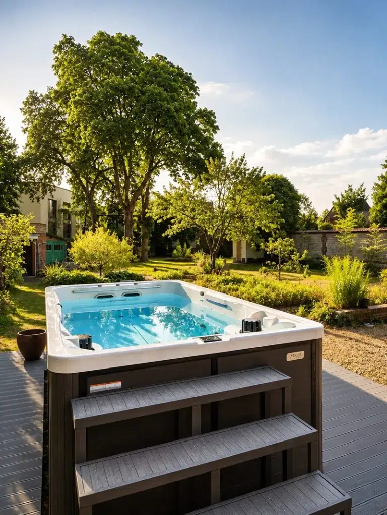Spa dans le jardin du Gîte La Demeure des Dix à Elbeuf en Seine-Maritime