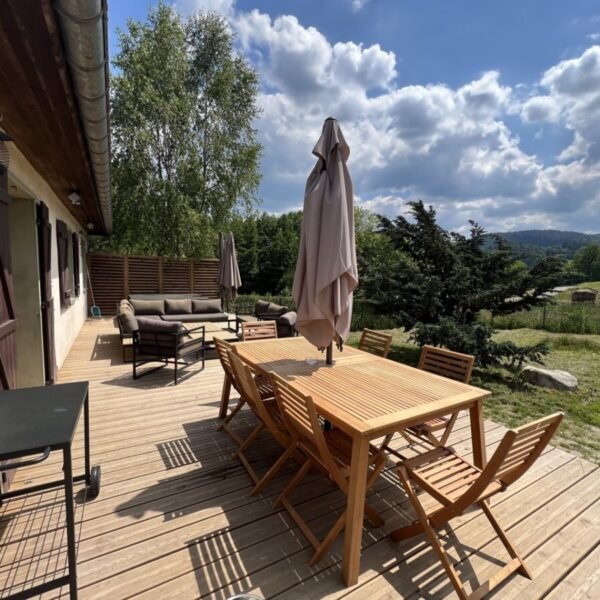 Terrace of Cottage Jasper by Roof n'Woof in the Vosges in the Grand Est in Tholy