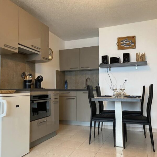 cuisine de l'appartement 2-Appartement T2 climatisé, vue mer, à Banyuls sur mer - emmenetonchien.com