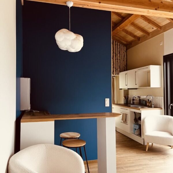 Intérieur, salon du Cottage du potager dans l'Aube