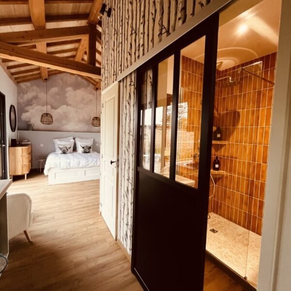 Intérieur, salon du Cottage du potager dans l'Aube