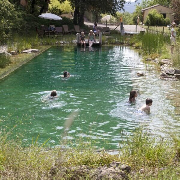 Piscine naturelle du Glamping Le Camp dans le Tarn et Garonne à Varen proche d'Albi