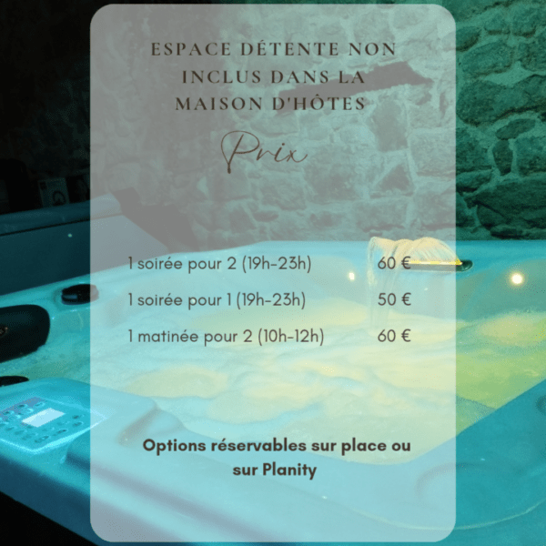 Jacuzzi et tarif de la Chambres d'Hôtes By Atelier détente et Spa - Gironde - Nouvelle Aquitaine - Castets - Animaux acceptés - Chiens acceptés - EmmèneTonChien.com