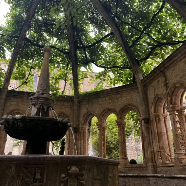 Fontaine à l'ombre dans le jardin de l'Abbaye de Valmagne dans Hérault en Occitanie à Villeveyrac