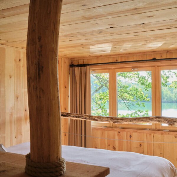 Vu de la chambre vers la nature à Cabanes de La Réserve à Saint-Léger-aux-Bois en Oise, Hauts de France