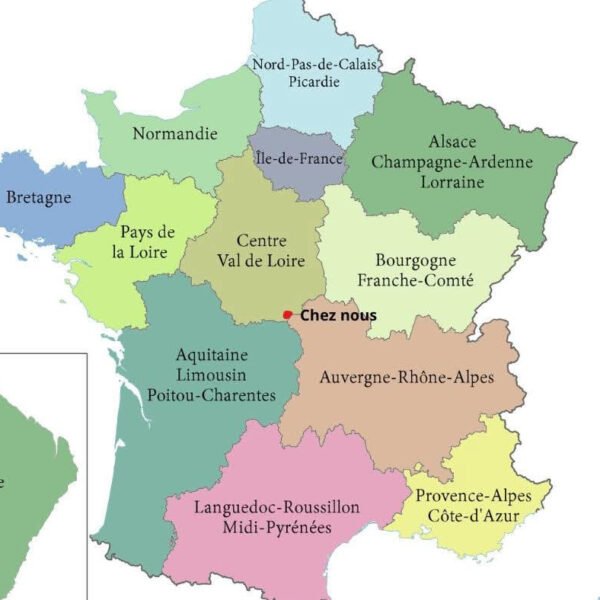 Carte de France situant le Gite Traitsanes en Berry à Préveranges en Cher dans le Centre-Val de Loire
